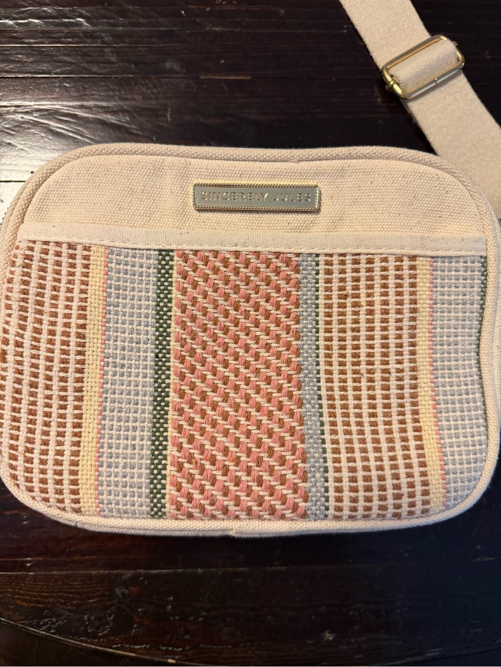 Sincerely Jules Woven Crossbody Bag Cream Pastel Stripe Boho Purse